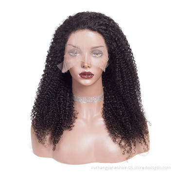 Brazilian Virgin Hair Lace Frontal Wigs Kinky Curly Natural Color Headband Human Hair Wigs For Black Women